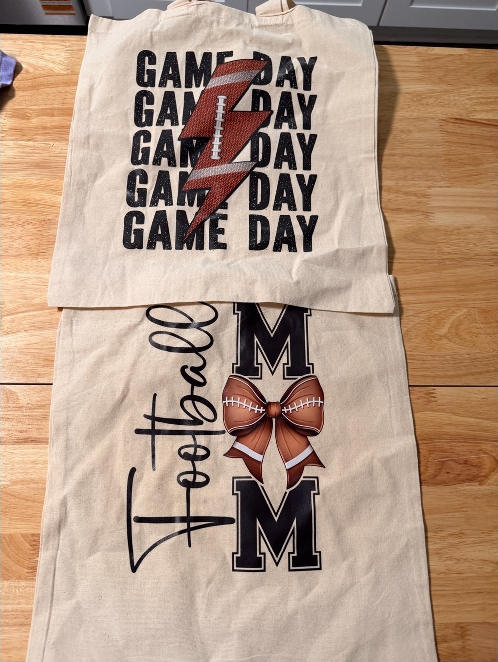 Cream 'Game Day' Tote Bag with Football Graphic